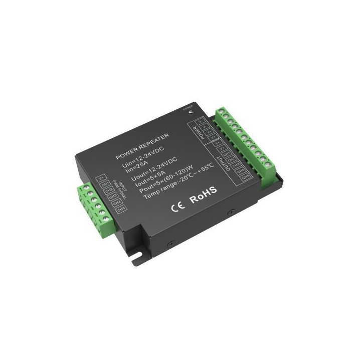 RÉPÉTEUR DE PUISSANCE 12-24VDC 5A*5CH MAX25A 300W/600W(12/24V)