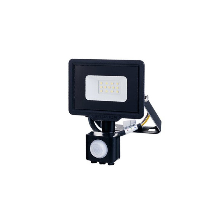 LED SMD FLOODLIGHT BLACK 10W 800LM AC220-265V 120° IP65 2700K 70CM CABLE - avec détecteur