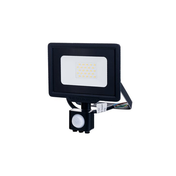 LED SMD FLOODLIGHT BLACK 20W 1600LM AC220-265V 120° IP65 4500K 70CM CABLE - avec détecteur