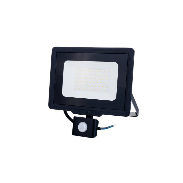 LED SMD FLOODLIGHT BLACK 50W 4000LM AC220-265V 120° IP65 4500K 70CM CABLE - avec détecteur
