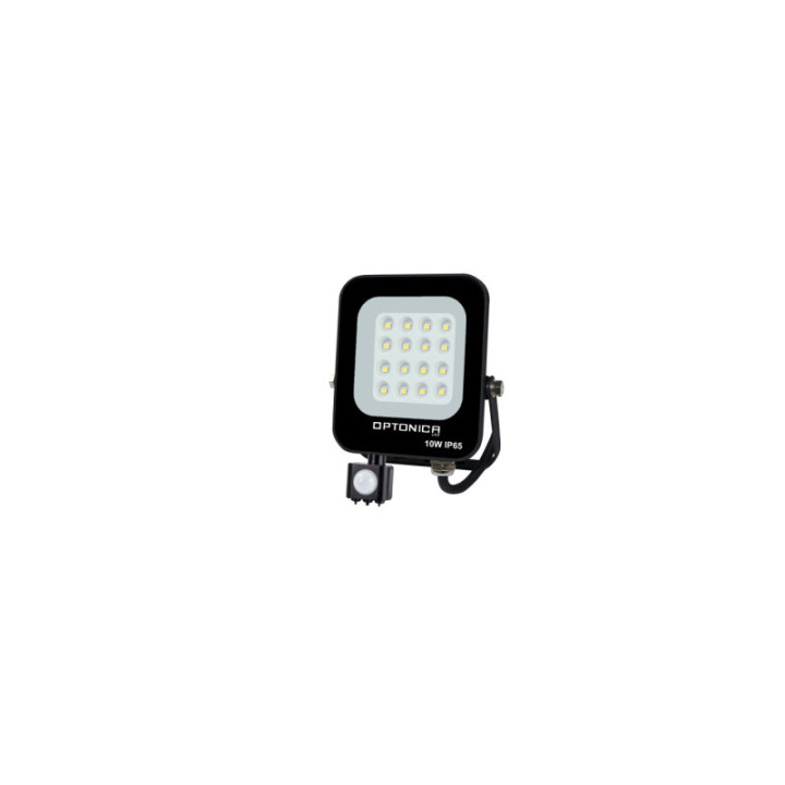 LED SMD FLOODLIGHT BLACK 10W 900LM AC220-240V 90° IP65 6000K + détecteur