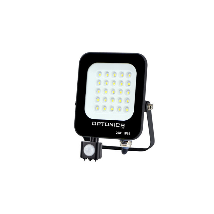 LED SMD FLOODLIGHT BLACK 20W 1800LM AC220-240V 90° IP65 2700K + détecteur