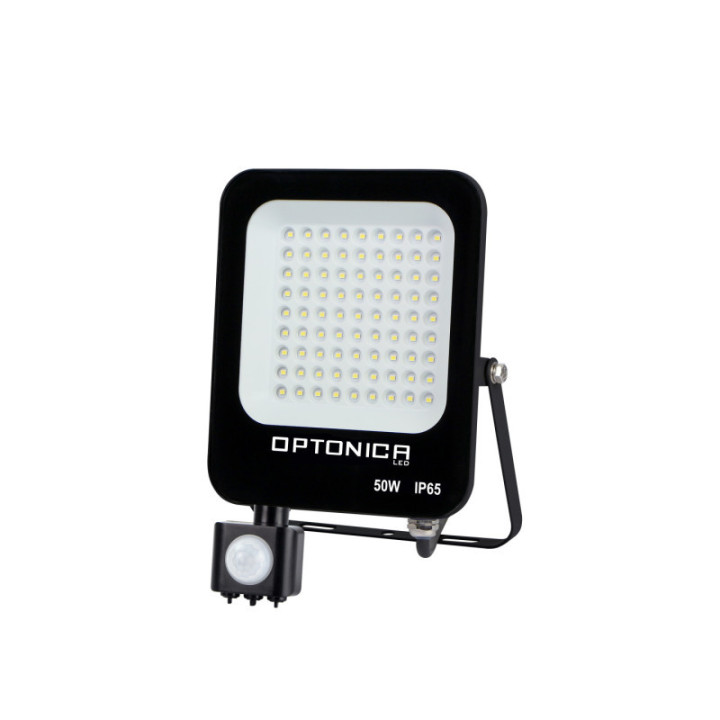 LED SMD FLOODLIGHT BLACK 50W 4500LM AC220-240V 90° IP65 6000K + détecteur