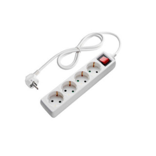 POWER STRIP 4-SOCKETS+SWITCH 3G1.0mm-1.5M, 16A, 230V, Max3500W, IP20 - BLANC