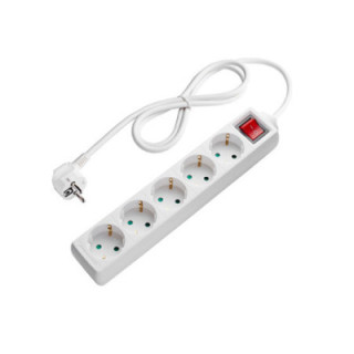 POWER STRIP 5-SOCKETS+SWITCH 3G1.5mm-3M, 16A, 230V, Max3500W, IP20 - BLANC