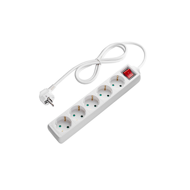 POWER STRIP 5-SOCKETS+SWITCH 3G1.5mm-3M, 16A, 230V, Max3500W, IP20 - BLANC