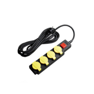 POWER STRIP 4-SOCKETS+SWITCH H07RN3G1.5mm-5M, 16A, 250V, Max3500W, IP44 - JAUNE+NOIR