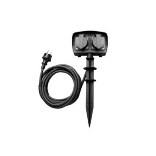 COLONNE D'ALIMENTATION POUR JARDIN 2-SOCKETS H07RN3G1.5mm-1.5M, 16A, 230V, Max3500W, IP44 - NOIR