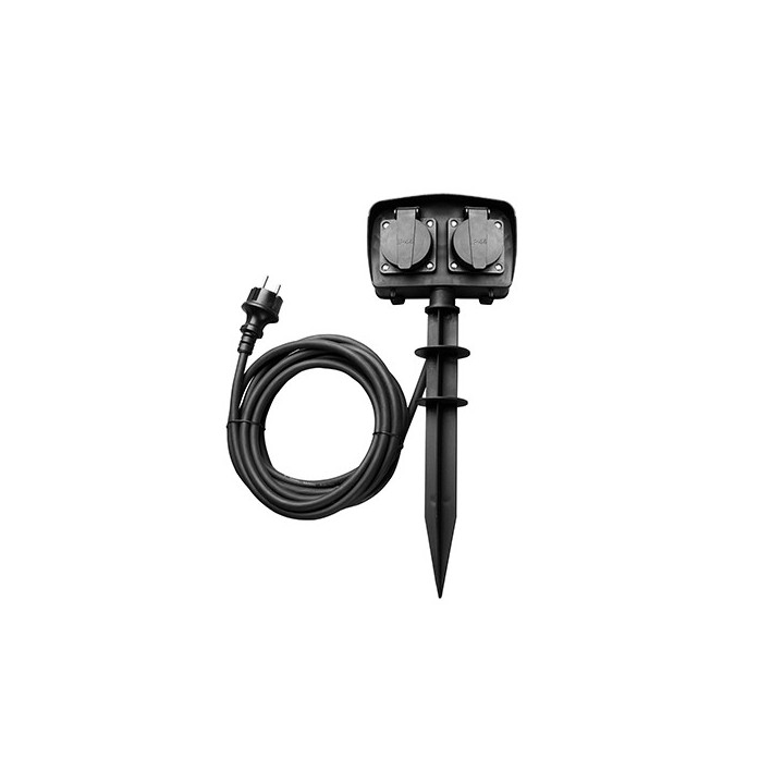 COLONNE D'ALIMENTATION POUR JARDIN 2-SOCKETS H07RN3G1.5mm-1.5M, 16A, 230V, Max3500W, IP44 - NOIR