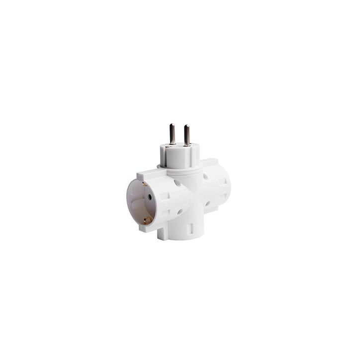 Adaptateur 3 voies 16A, 230V, Max3500W, IP20 - BLANC