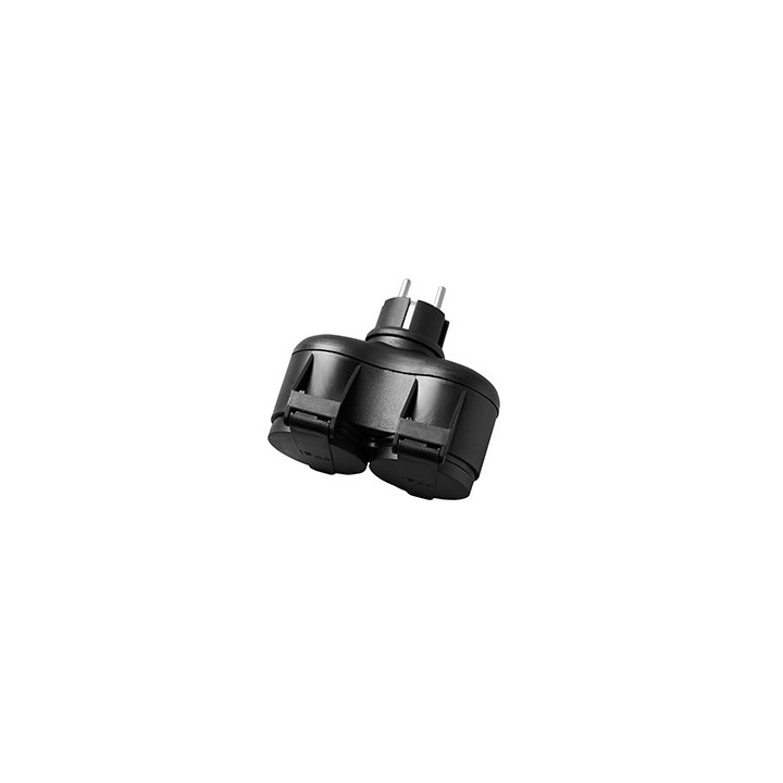 ADAPTATEUR 2 VOIES IP44 2*16A, 16A, 230V, Max3500W - NOIR