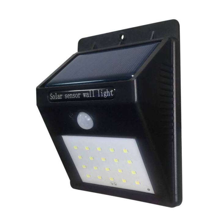 LAMPE SOLAIRE MURALE ALUMINIUM NOIR IP54 0.75W 6000K 5.5V