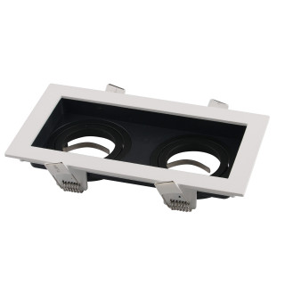 SPOT CARRÉ ALUMINIUM BLANCNOIR 2*GU10-SOCKET IP20 MAX-35W