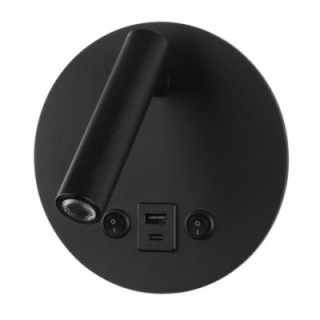 APPLIQUE LED 8W IP20 AVEC INTERRUPTEUR ON OFF + USB NOIR 4200K