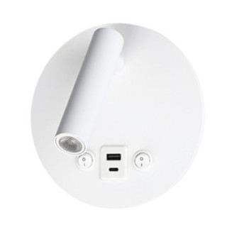 APPLIQUE LED 8W IP20 AVEC INTERRUPTEUR ON OFF + USB BLANC 3000K