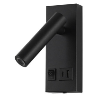 LED CABINET LIGHT 2W IP20 AVEC INTERRUPTEUR ON OFF + USB NOIR 4200K