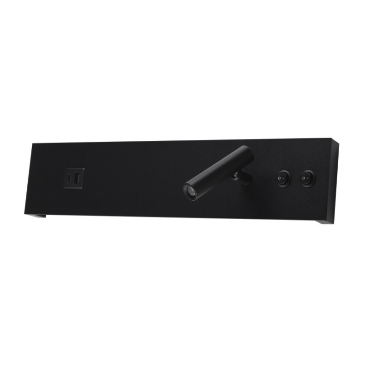 APPLIQUE LED 11W IP20 AVEC INTERRUPTEUR ON OFF + USB NOIR 4200K