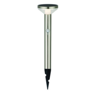 LED SOLAIRE LAMPE DE GAZON+SPIKE SS-BRUSHED ALUMINIUM 2W 200lm/20lm IP44 3.7V détecteur