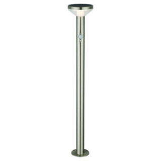 LED SOLAIRE LAMPE DE GAZON SS-BRUSHED ALUMINIUM 2W 200lm/20lm IP44 3.7V détecteur