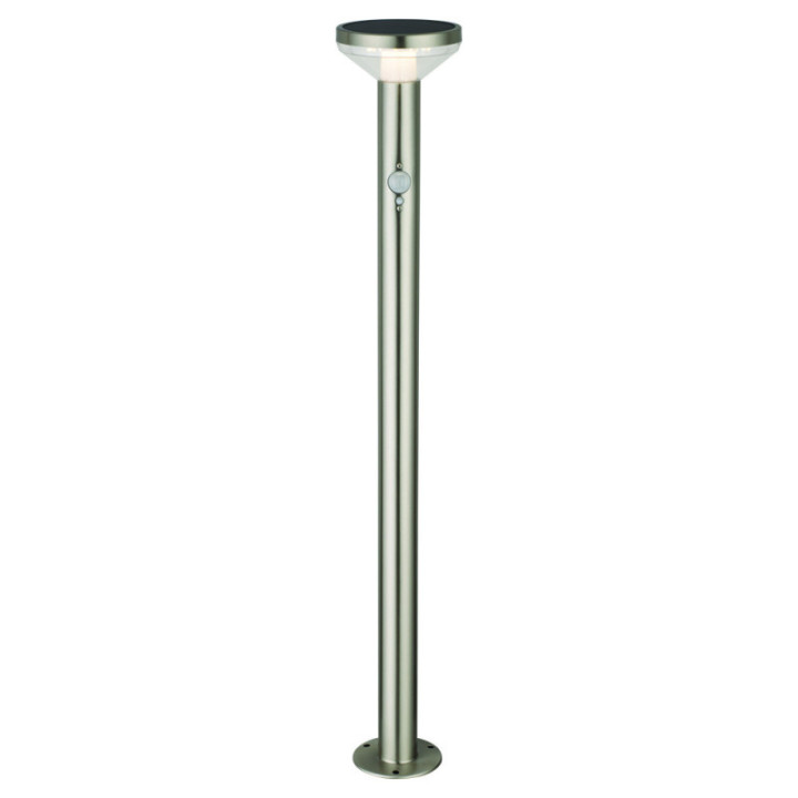 LED SOLAIRE LAMPE DE GAZON SS-BRUSHED ALUMINIUM 2W 200lm/20lm IP44 3.7V détecteur