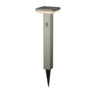 LED SOLAIRE LAMPE DE GAZON+SPIKE SS-BRUSHED ALUMINIUM 4.4W 600lm/60lm IP44 3.7V détecteur
