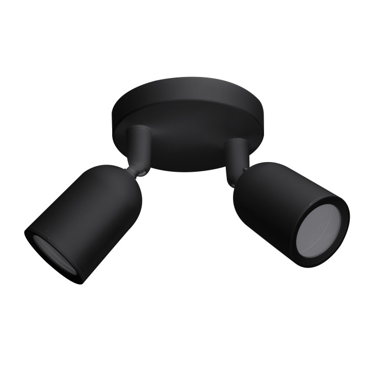 PROJECTEUR PLASTIQUE NOIR 2*GU10-SOCKET IP20 MAX-10W
