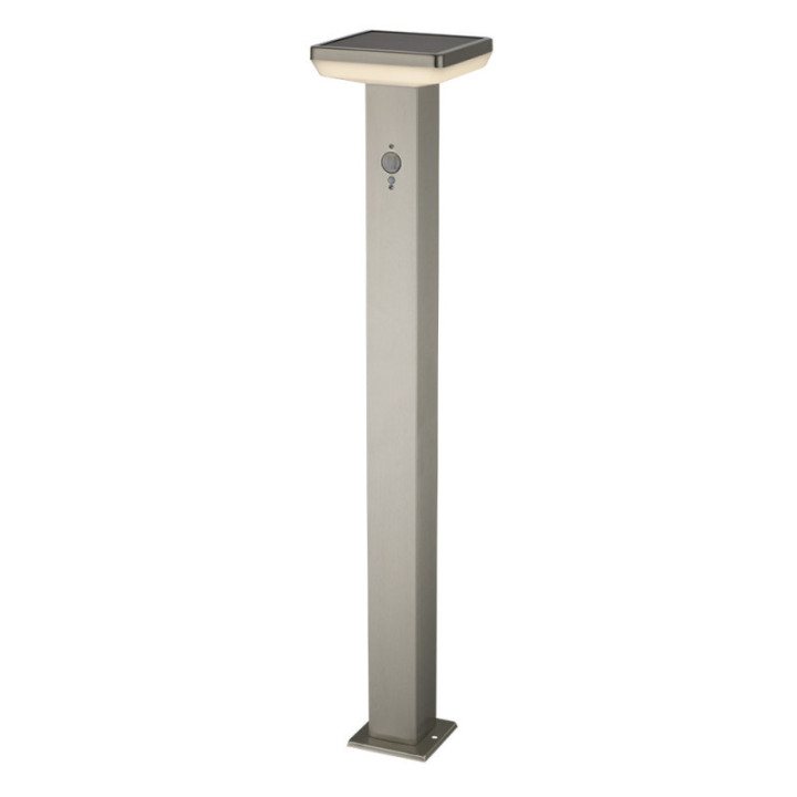 LED SOLAIRE LAMPE DE GAZON SS-BRUSHED ALUMINIUM 4.4W 600lm/60lm IP44 3.7V détecteur
