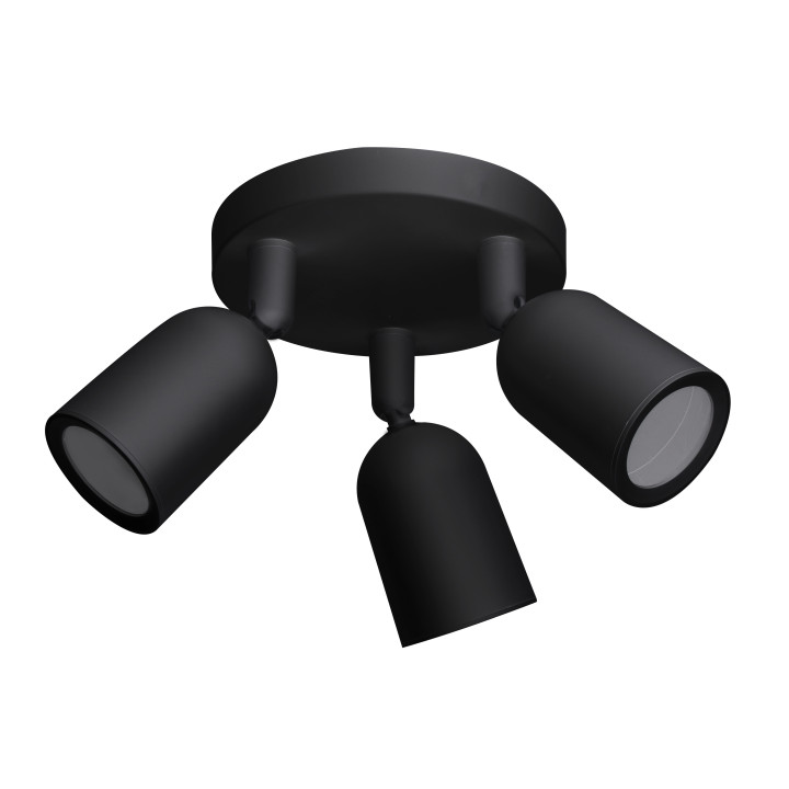 PROJECTEUR PLASTIQUE NOIR 3*GU10-SOCKET IP20 MAX-10W
