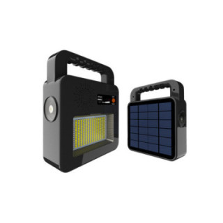 LAMPE+ENCEINTE SOLAIRE BLUETOOTH 3.7V 6AH, 3W 400LM IP44 - NOIR