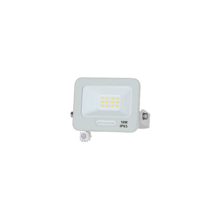 LED SMD FLOODLIGHT WHITE 10W 90lm/W AC180-265V 120° IP65 4000K + détecteur - 15cm CABLE