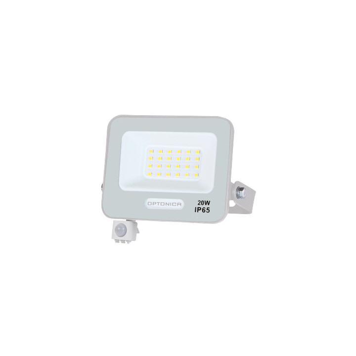 LED SMD FLOODLIGHT WHITE 20W 90lm/W AC180-265V 120° IP65 4000K + détecteur - 15cm CABLE