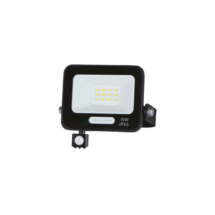 LED SMD FLOODLIGHT BLACK 10W 90lm/W AC180-265V 120° IP65 3000K + détecteur - CABLE 15cm