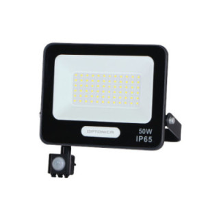 LED SMD FLOODLIGHT BLACK 50W 90lm/W AC180-265V 120° IP65 6000K + détecteur - 15cm CABLE