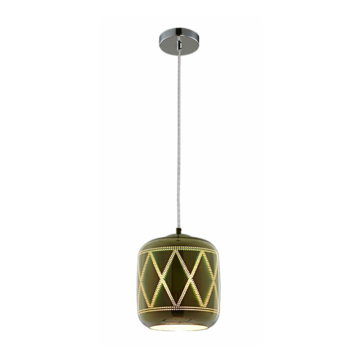 suspension VERRE 3D - RHOMBUS CHROME D200xH213mm