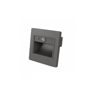 LED STEP LIGHT carré BLACK 1W 80LM/W 4000K AC220-240V IP20 GREY + détecteur