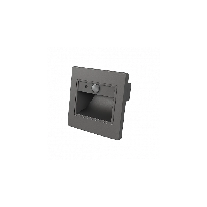 LED STEP LIGHT carré BLACK 1W 80LM/W 4000K AC220-240V IP20 GREY + détecteur