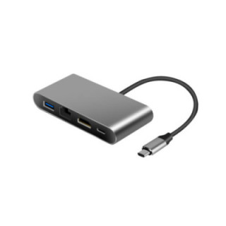 Hub Type-C 4 en 1 (1*HDMI 4K30Hz+1*USB3.0+1*LAN+1*PD) - ALUMINIUM