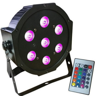 REMOTE MINI 7*10W RGB+WW LED PAR LIGHT IEC POWER IN AND OUT