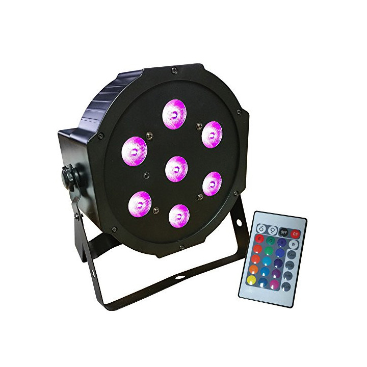 REMOTE MINI 7*10W RGB+WW LED PAR LIGHT IEC POWER IN AND OUT