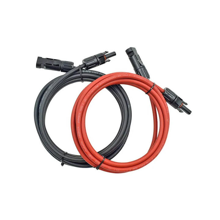 CÂBLE PV 1.5M 4MM2 AVEC CONNECTEUR MC4 - ROUGE + NOIR