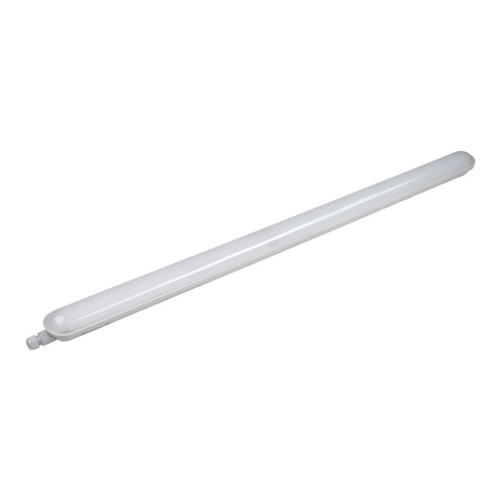 LED WATERPROOF LIGHT FIXTURE IP65 120CM 40W 110LM/W 6000K - STAINLESS STEEL CLIPS WITH CONNECTOR CABLE GLAND