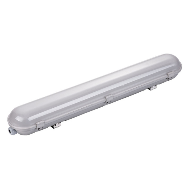 LED WATERPROOF LIGHT FIXTURE IP65 150CM 55W 100LM/W EMERGENCY 6000K - STAINLESS STEEL CLIPS WITH CONNECTOR CABLE GLAND