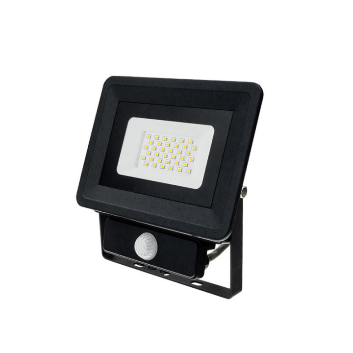 LED SMD FLOODLIGHT BLACK 30W AC170-265V 100° IP65 2700K - WITH SENSOR