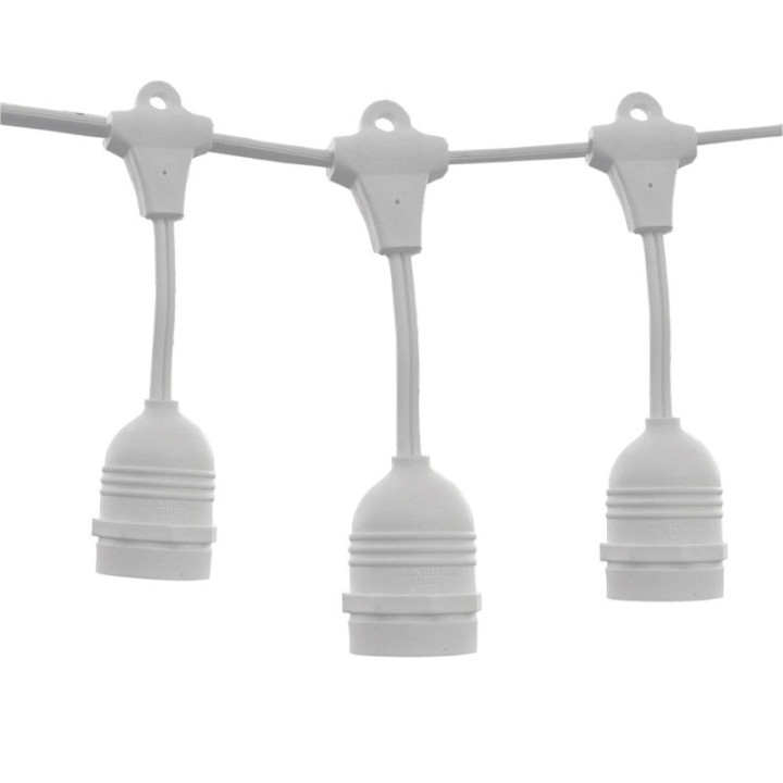 GUIRLANDE LUMINEUSE EXTÉRIEURE BLANCHE 15PCSE27 IP65 14.4M DOUILLES SUSPENDUES