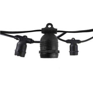 GUIRLANDE LUMINEUSE EXTÉRIEURE NOIRE 15PCSE27 IP65 14.4M PRISES FIXES