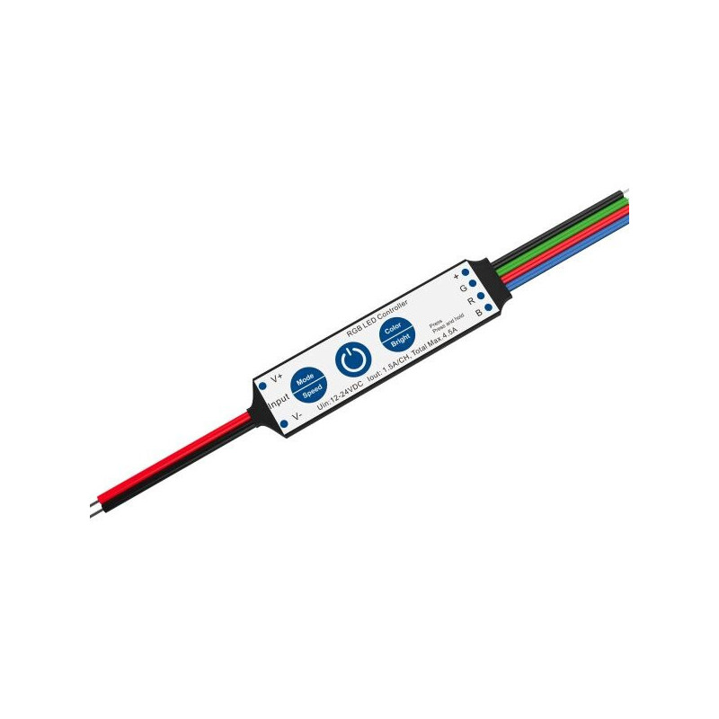 MINI CONTRÔLEUR LED (NO-RF) 12-24VDC 1CH-75W (pour BANDE LED 5m)